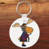 Funny Moose Playing Bagpipes Art Schlüsselanhänger (Vorderseite)