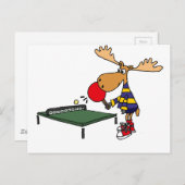 Funny Moose Playing Tischtennis Cartoon Postkarte (Vorne/Hinten)