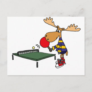 Funny Moose Playing Tischtennis Cartoon Postkarte