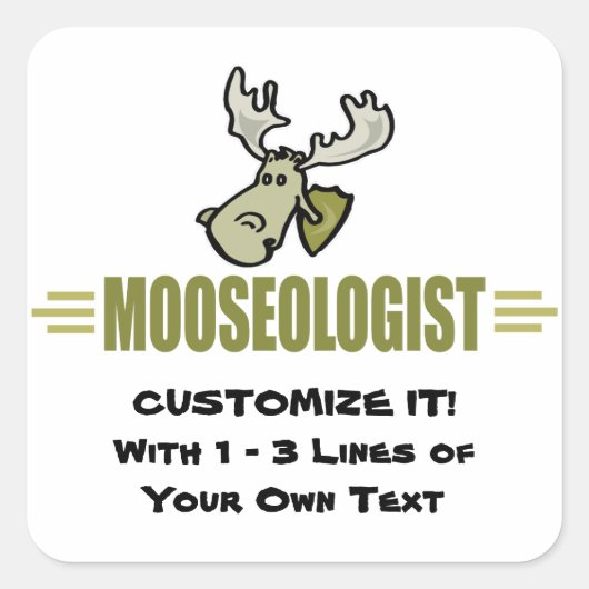 Funny Moose Quadratischer Aufkleber (Vorderseite)