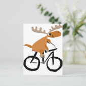 Funny Moose Riding Bicycle Originale Kunst Postkarte (Stehend Vorderseite)