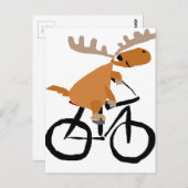 Funny Moose Riding Bicycle Originale Kunst Postkarte (Vorne/Hinten)