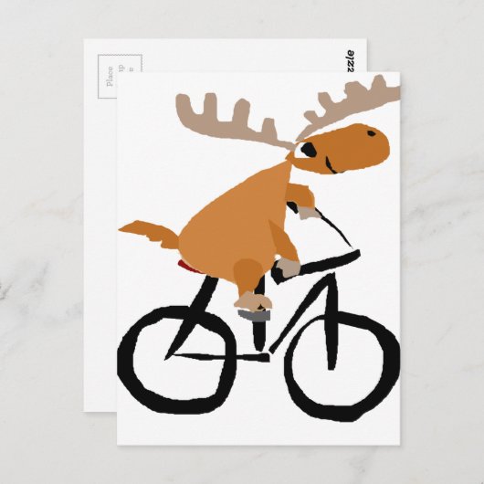 Funny Moose Riding Bicycle Originale Kunst Postkarte (Vorne/Hinten)