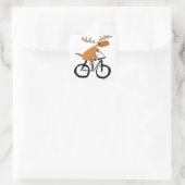Funny Moose Riding Bicycle Originale Kunst Quadratischer Aufkleber (Tasche)