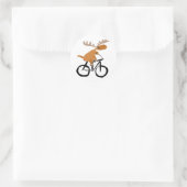Funny Moose Riding Bicycle Originale Kunst Runder Aufkleber (Tasche)