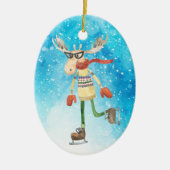 Funny Moose Skater Colorado Weihnachten Keramik Ornament (Vorne)