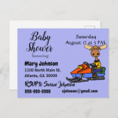 Funny Moose Snowmobiling Einladungspostkarte (Vorne/Hinten)