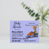 Funny Moose Snowmobiling Einladungspostkarte (Stehend Vorderseite)