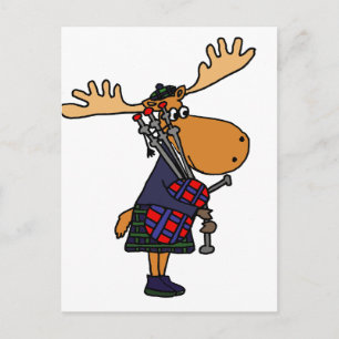Funny Moose Spielen Bagpipe Art Postkarte