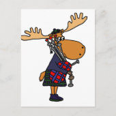 Funny Moose Spielen Bagpipe Art Postkarte (Vorderseite)
