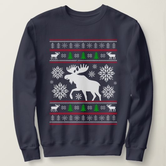 FUNNY MOOSE UGLY XMAS SWEATER CHRISTMAS SWEATSHIRT (Design vorne)