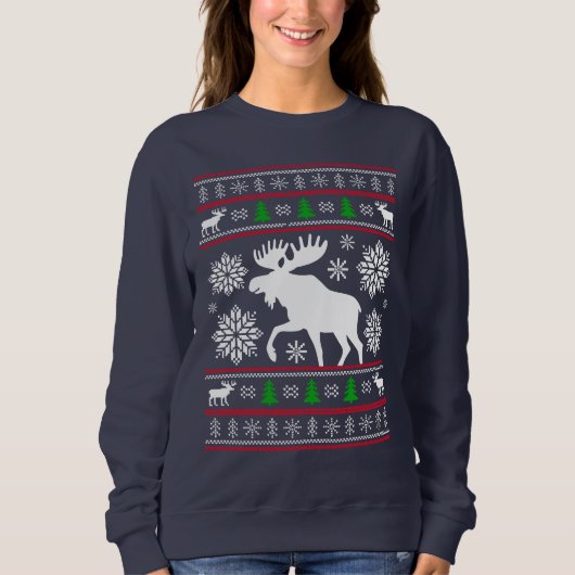 FUNNY MOOSE UGLY XMAS SWEATER CHRISTMAS SWEATSHIRT (Vorderseite)