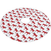 Funny Moose und Mistletoe Holiday Polyester Weihnachtsbaumdecke (Schrägansicht)