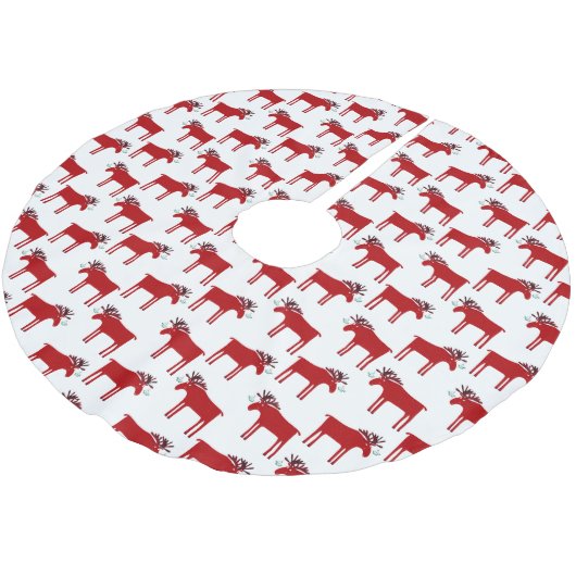 Funny Moose und Mistletoe Holiday Polyester Weihnachtsbaumdecke (Schrägansicht)