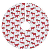 Funny Moose und Mistletoe Holiday Polyester Weihnachtsbaumdecke (Vorderseite)