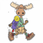 Funny Moose Wandern Cartoon Aufkleber (Vorderseite)