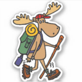 Funny Moose Wandern Cartoon Aufkleber (Vorderseite)