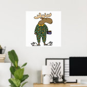 Funny Moose Wearing Polka Dot Pajamas Poster (Heimbüro)