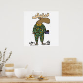 Funny Moose Wearing Polka Dot Pajamas Poster (Küche)