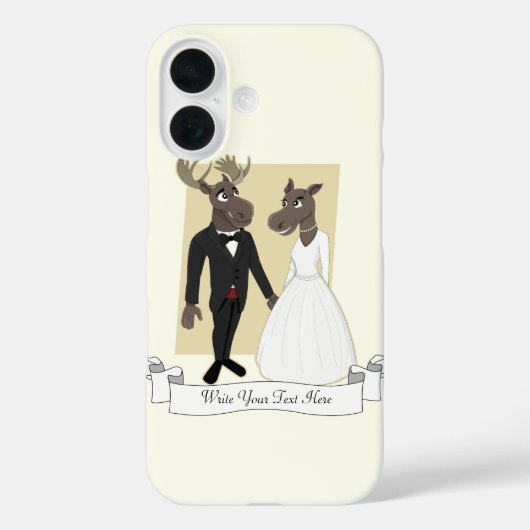 Funny Moose Wedding Cartoon Case-Mate iPhone Hülle (Rückseite)