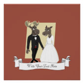 Funny Moose Wedding Cartoon Poster (Vorderseite)