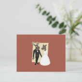 Funny Moose Wedding Cartoon Postkarte (Stehend Vorderseite)