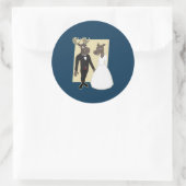 Funny Moose Wedding Cartoon Runder Aufkleber (Tasche)