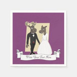 Funny Moose Wedding Cartoon Serviette