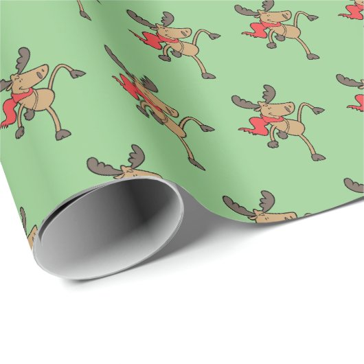 Funny Moose Weihnachtsfeiertag Geschenk Wrap Geschenkpapier (Rolleneckpunkt)