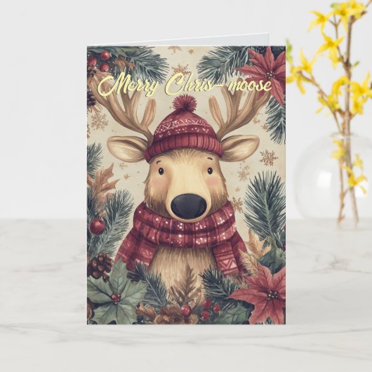 Funny Moose Weihnachtskarte Karte (Gelbe Blume)