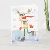 Funny Moosey Colorado Weihnachtsgrußkarte Karte (Vorderseite)