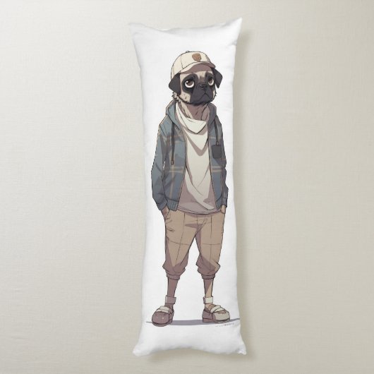 Funny Mops Anime Seitenschläferkissen (Rückseite (Vertikal))