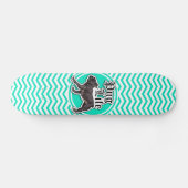 Funny Mops; Aqua Zickzack Skateboard (Horizontal)