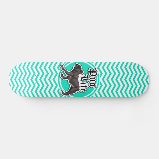 Funny Mops; Aqua Zickzack Skateboard (Horizontal)