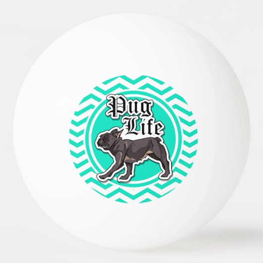 Funny Mops; Aqua Zickzack Tischtennisball (Rückseite)