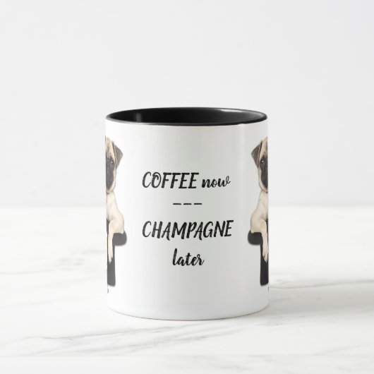 Funny Mops Champagne Tasse (Zentrum)