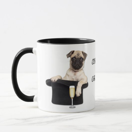 Funny Mops Champagne Tasse (Links)