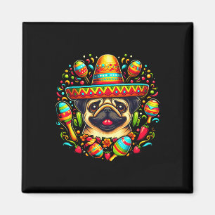 Funny Mops Cinco De Mayo Niedlicher Mexikanischer  Magnet