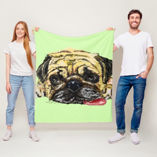 Funny Mops Dog Fleece Blanket - Ihre Farben (Beispiel)