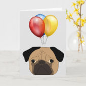 FUNNY MOPS DOG GEBURTSTAGSKARTEN KARTE (Gelbe Blume)