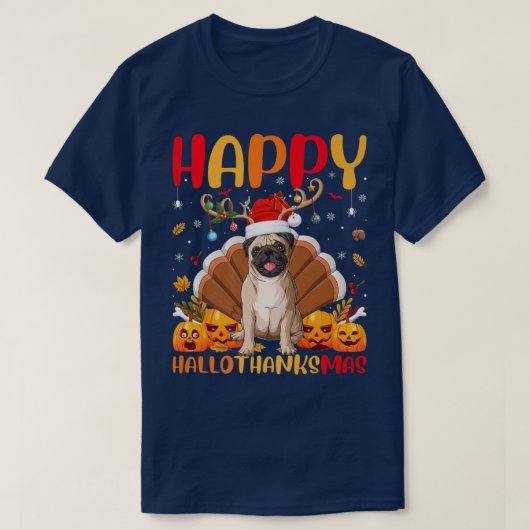 Funny Mops Dog Lover Happy Mops HelloDankeMas T-Shirt (Design vorne)
