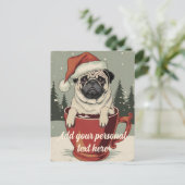 Funny Mops Dog Lover Weihnachten Postkarte (Stehend Vorderseite)