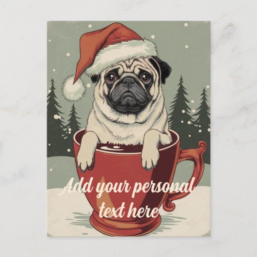 Funny Mops Dog Lover Weihnachten Postkarte (Vorderseite)
