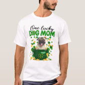Funny Mops Dog Mama Irish Green Kleeblatt St Patri T-Shirt (Vorderseite)