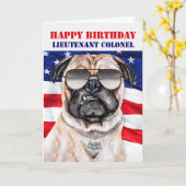 Funny Mops Dog Military Lieutenant Colonel Birthda Karte (Gelbe Blume)