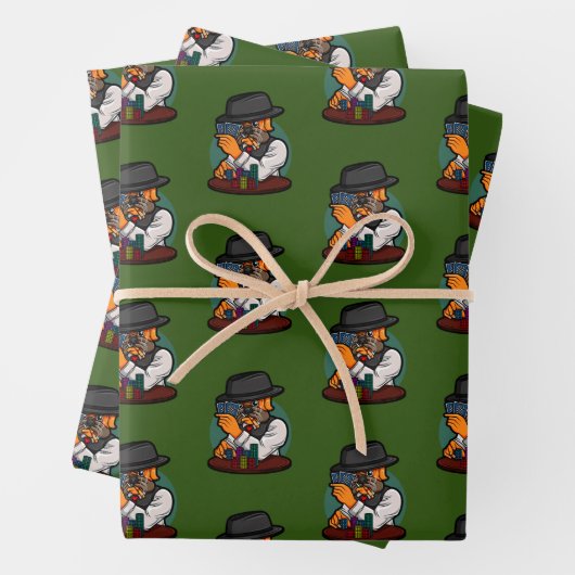 Funny Mops Dog Playing Black Jack 21 Rauchen Geschenkpapier Set (Beispiel)