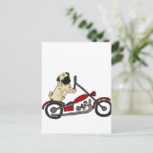Funny Mops Dog Reiten Motorrad Art Postkarte (Stehend Vorderseite)