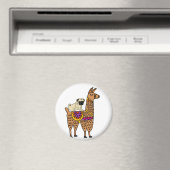 Funny Mops Dog Riding Llama Cartoon Magnet (In Situ (Geschirrspüler))