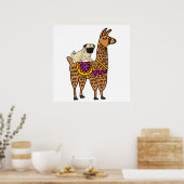 Funny Mops Dog Riding Llama Cartoon Poster (Küche)