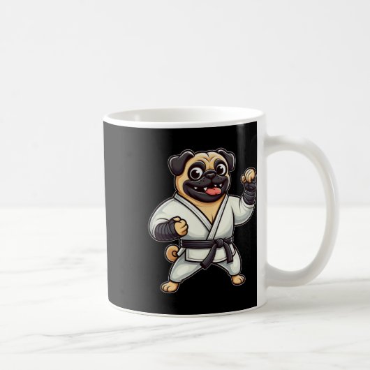 Funny Mops Doing Karate Martial Arts Kaffeetasse (Rechts)